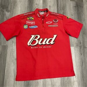 Vintage Chase Authentics Dale Jr #8 Budweiser Racing Shirt Mens XL Nascar Red